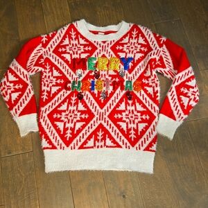 Holiday Time Ugly Christmas Sweater Size Small 4/6 Womens Red White